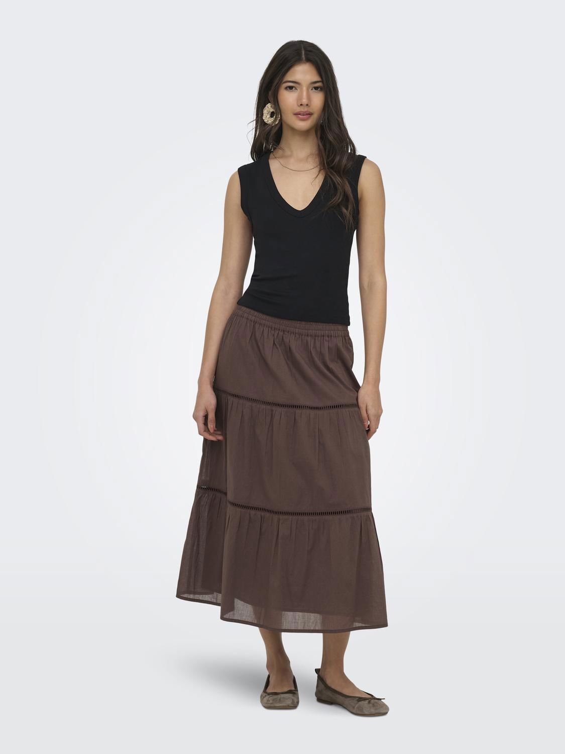 Onlisabella Long Skirt Wvn Brun