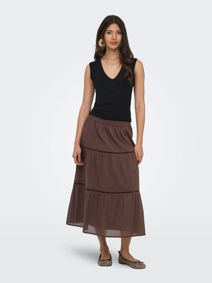 Onlisabella Long Skirt Wvn Brun