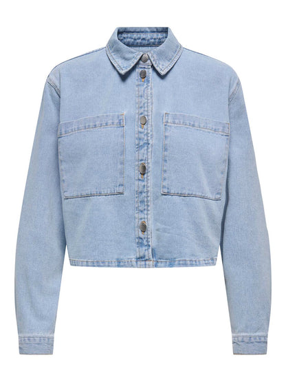 Jdymarly L/s Boxy Shacket  Dnm Noos Blå