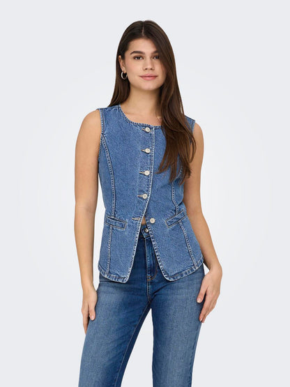 Onlgiulina S/l Button Waistcoat Dnm Blå