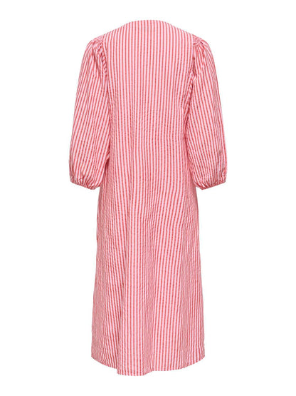 Onlrolly L/s Midi Stripe Dress Cs Wvn Rød