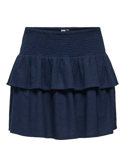 Onlgoa Mw Linen Bl Short Skirt Cc Pnt Blå