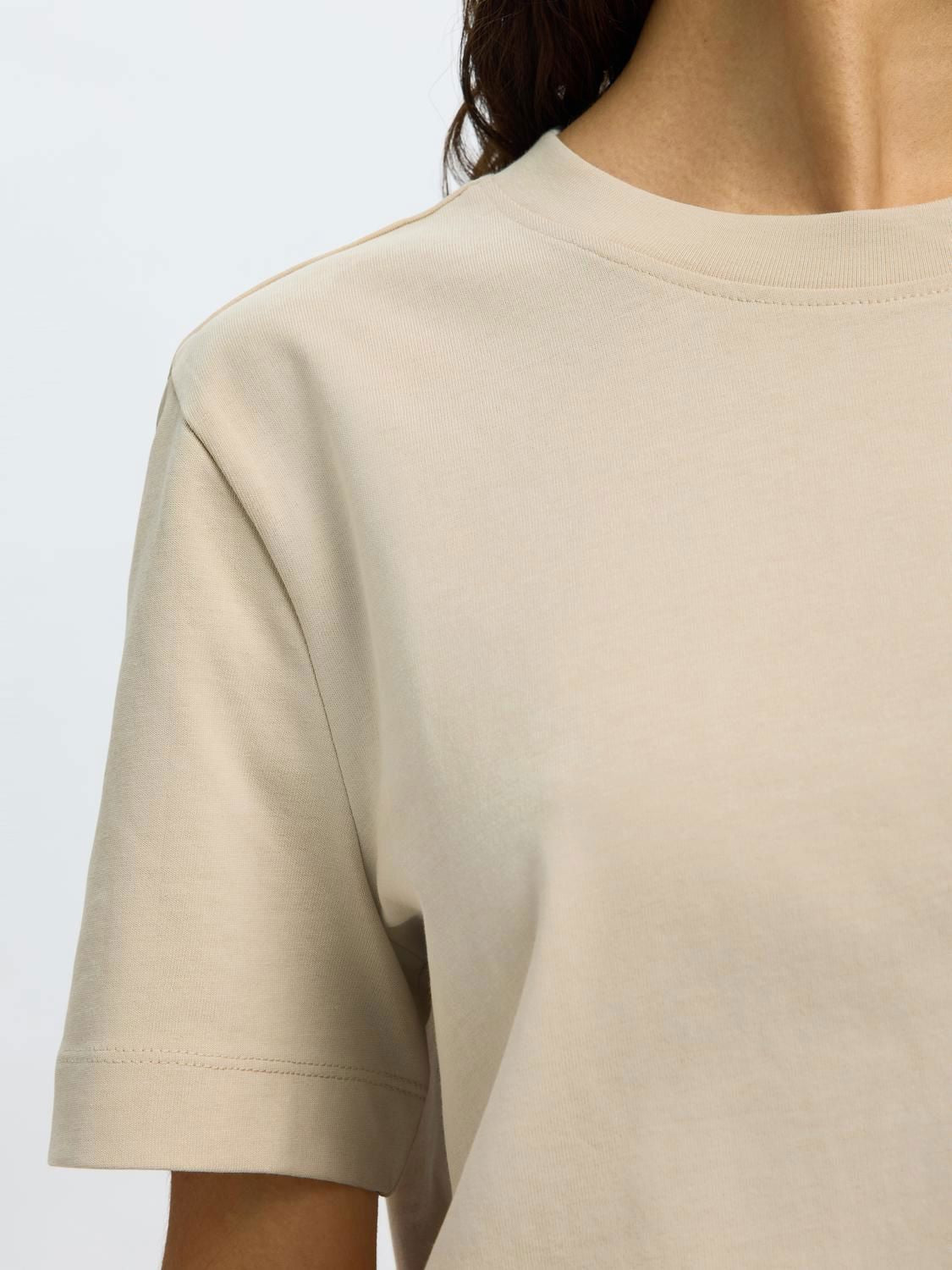 Slwessential Ss Boxy Tee Noos Beige
