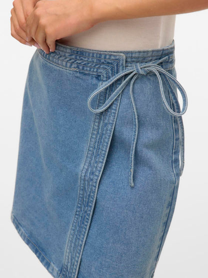 Vmliza Mr Short Denim Wrap Skirt Ga Noos Blå