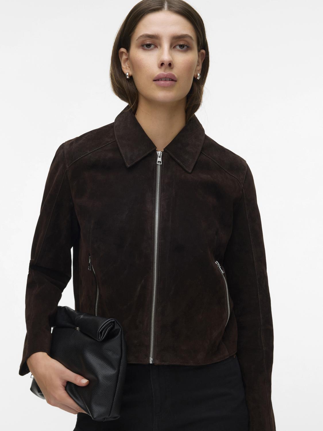 Vmjanicejade Short Suede Jacket Excl Brun