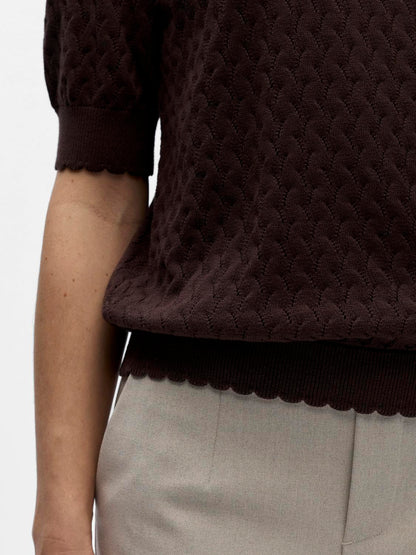 Objflauny S/s Re Knit Top 143 Brun