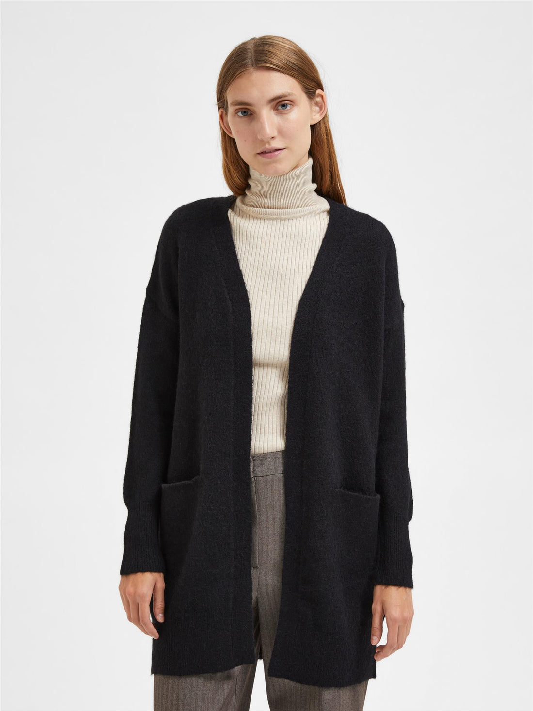 SLFLULU NEW LS KNIT LONG CARDIGAN B NOOS Sort