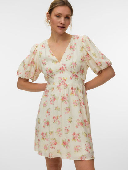 Vmbella 2/4 V-Neck Short Dress Wvn Rosa