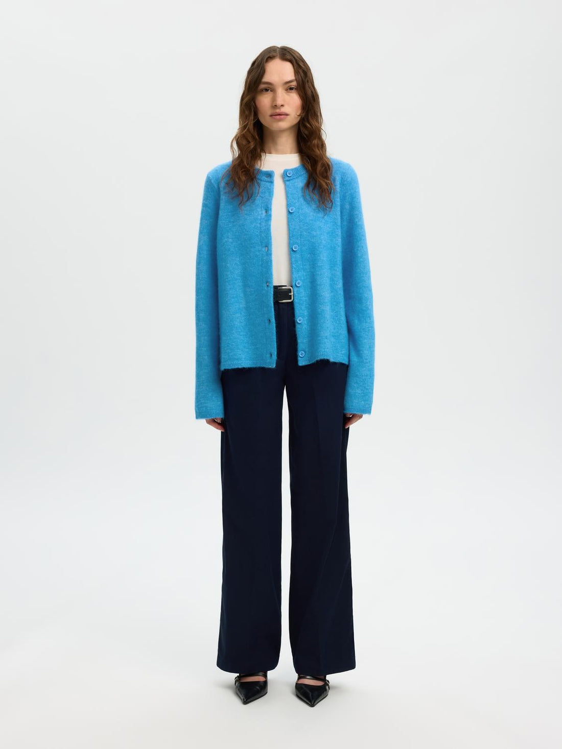 Slwlulu New Ls Knit Cardigan Noos Blå