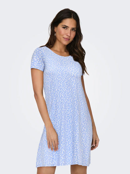Onlbera Back Lace Up S/s Dress Jrs Noos Blå