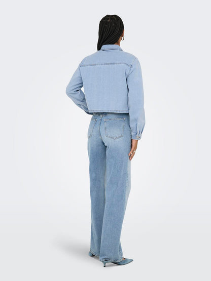 Jdymarly L/s Boxy Shacket  Dnm Noos Blå