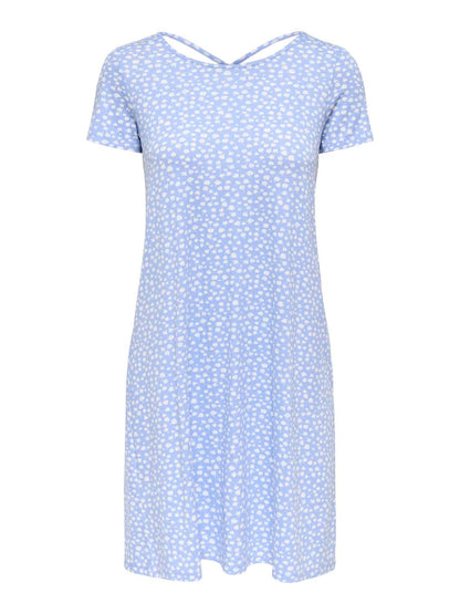 Onlbera Back Lace Up S/s Dress Jrs Noos Blå