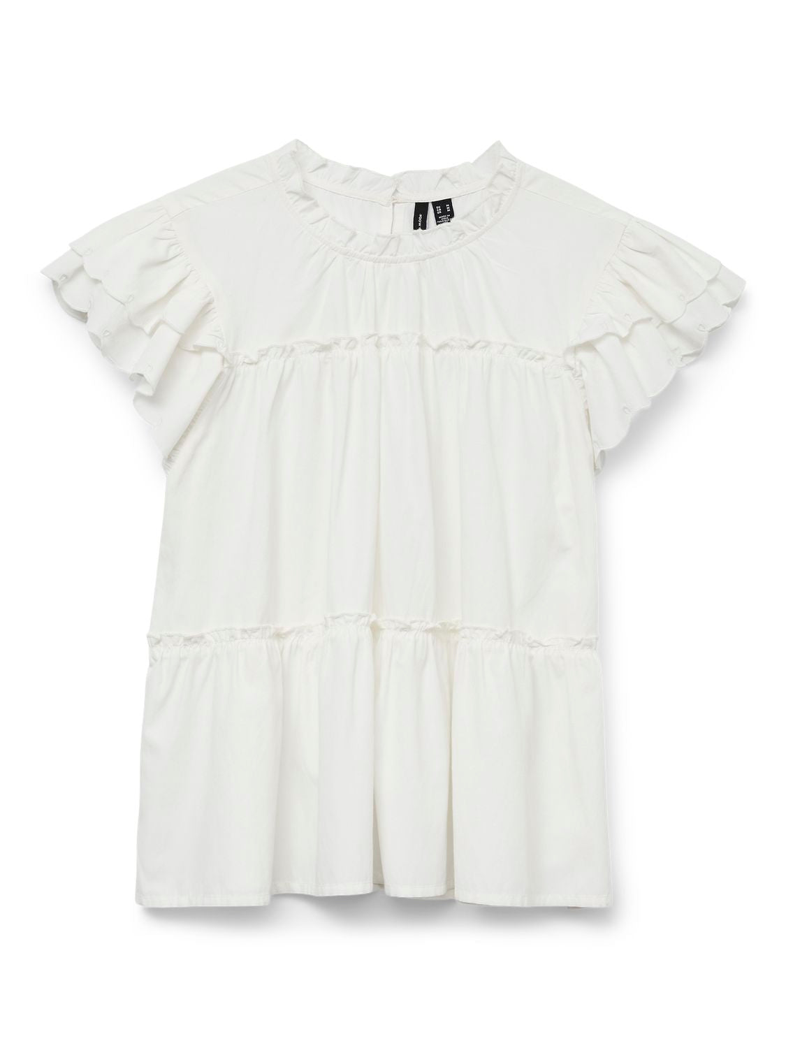 Vmisolde Sl O-Neck Frill Top Wvn Exp Sb2 Hvit