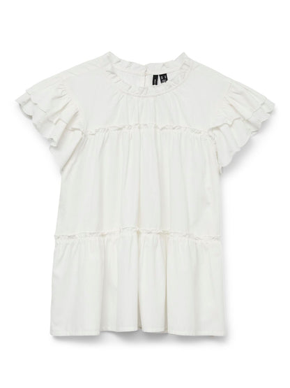 Vmisolde Sl O-Neck Frill Top Wvn Exp Sb2 Hvit