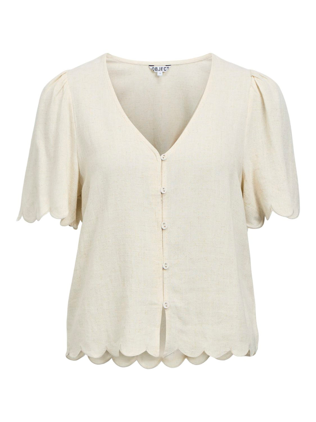 Objsanne 2/4 Lo V-Neck Top Noos Beige