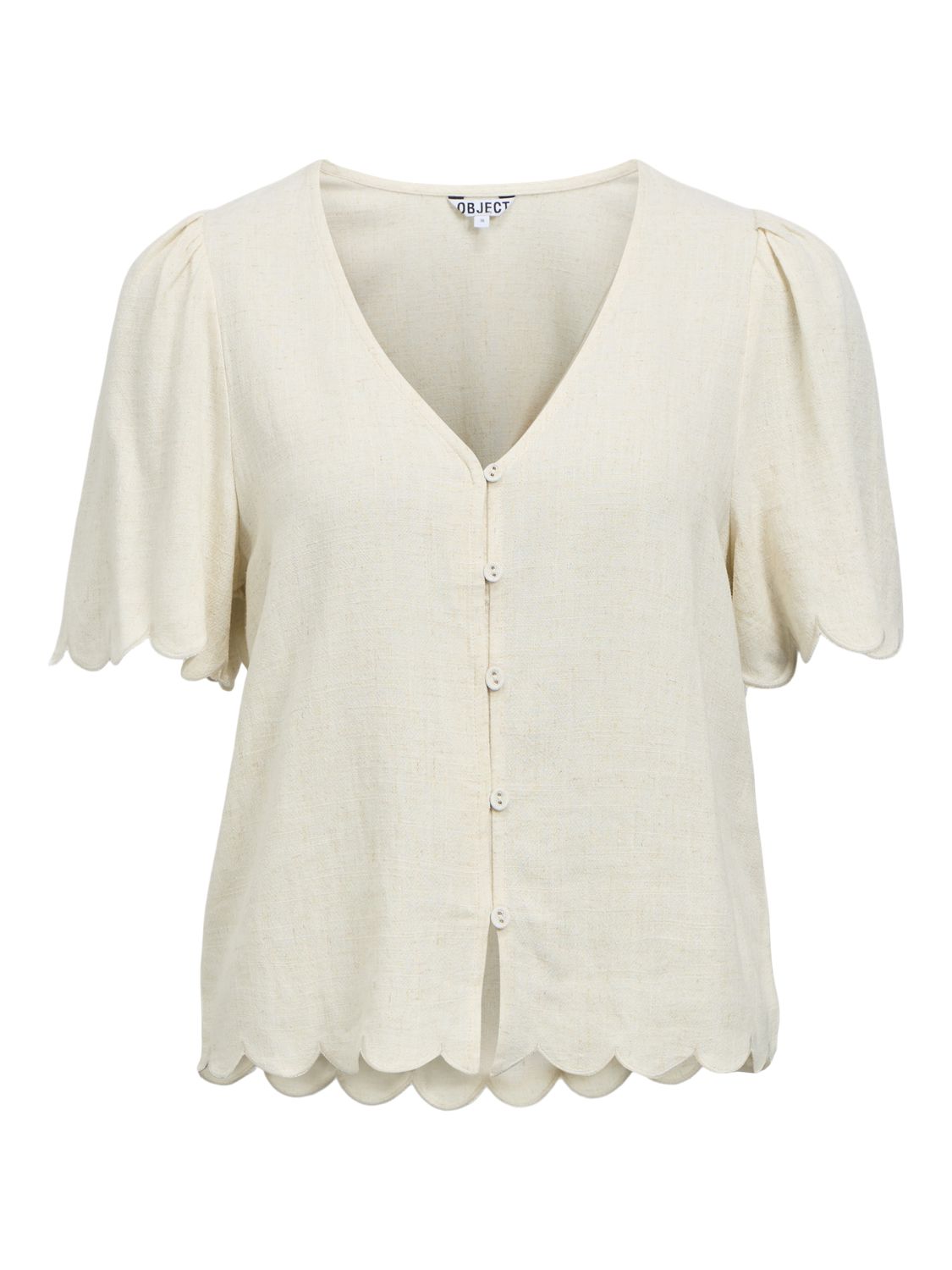 Objsanne 2/4 Lo V-Neck Top Noos Beige