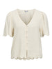 Objsanne 2/4 Lo V-Neck Top Noos Beige
