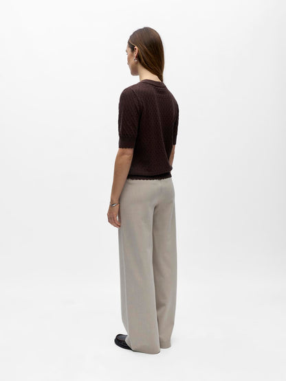 Objflauny S/s Re Knit Top 143 Brun