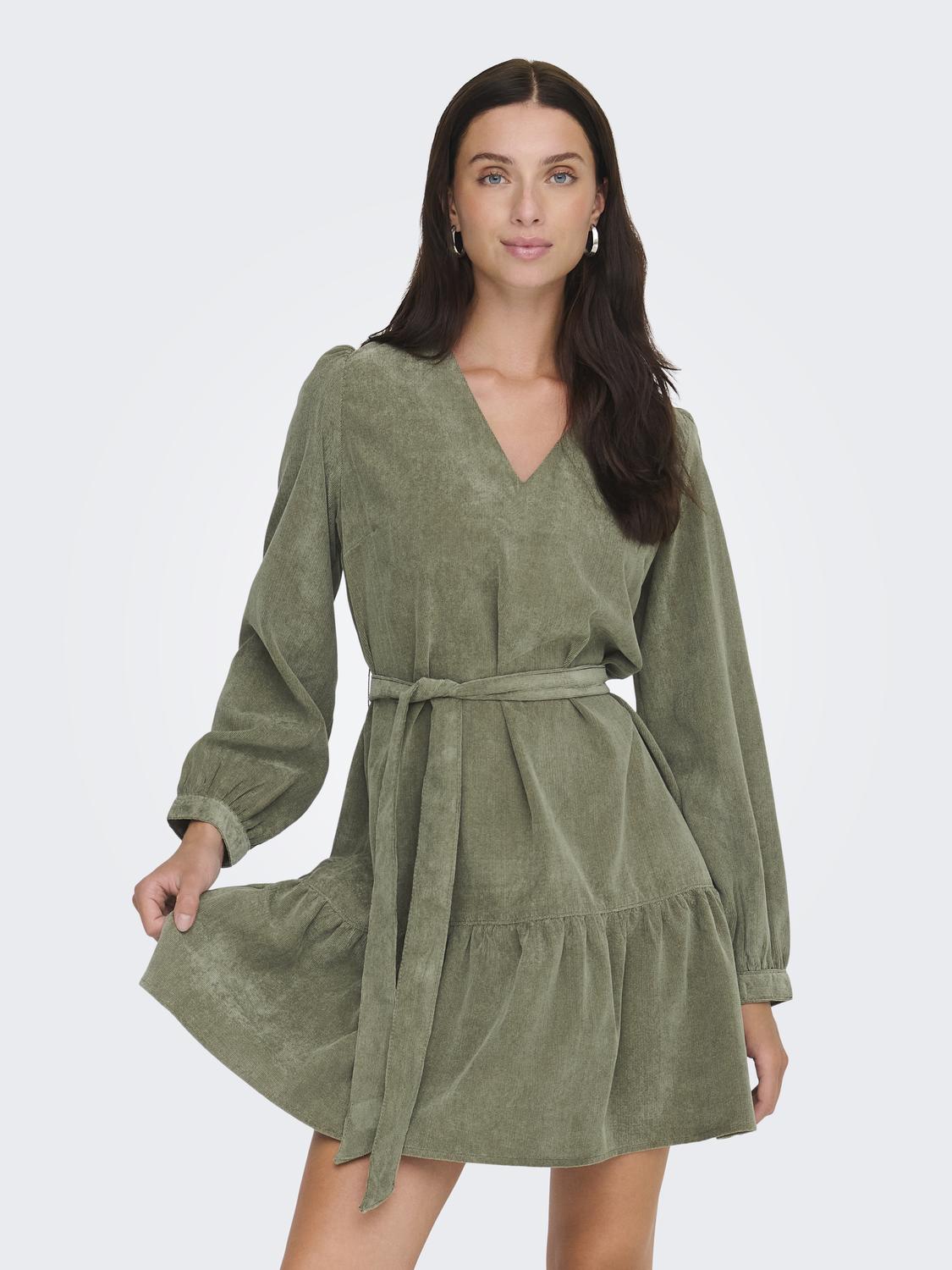 Onlmarike Life L/s Cord Belt Dress Pnt Grønn