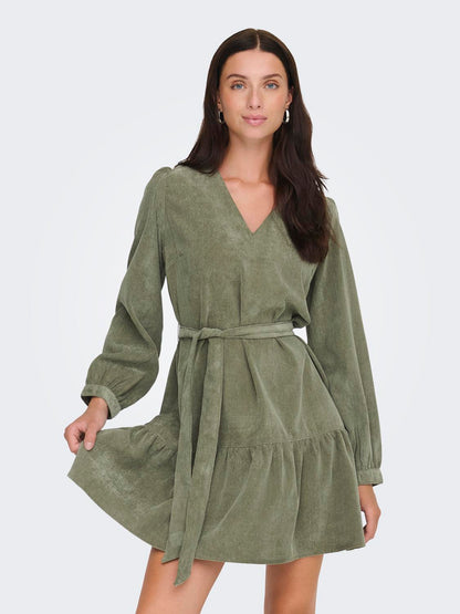 Onlmarike Life L/s Cord Belt Dress Pnt Grønn