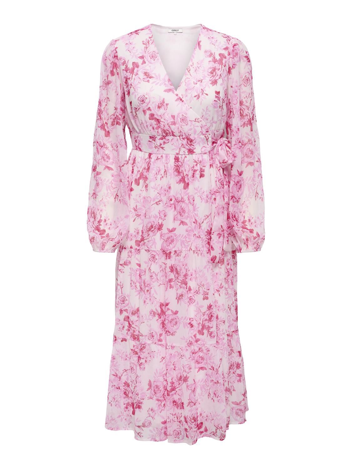 Onlmiriam Ls Wrap Midi Dress Cs Wvn Rosa