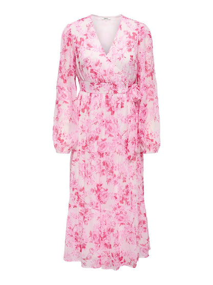 Onlmiriam Ls Wrap Midi Dress Cs Wvn Rosa