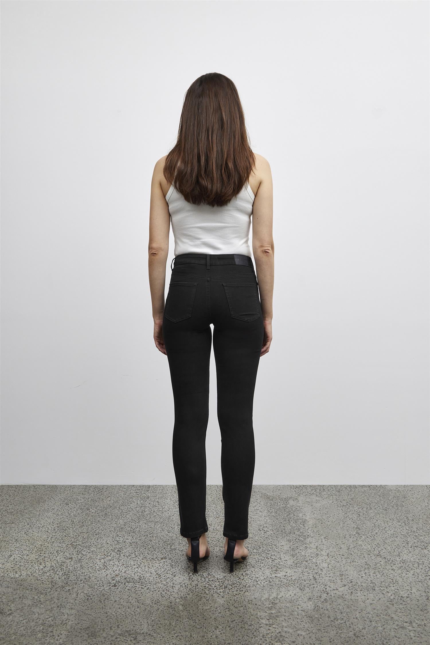 Pzemma Hw Jeans Medium Straight Leg Sort