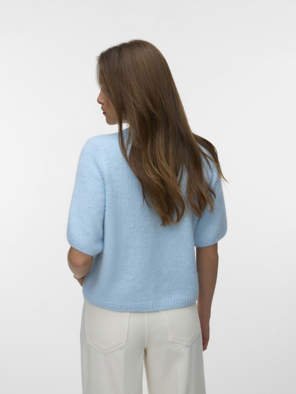 Vmkara 2/4 O-Neck Button Cardigan Exp Blå