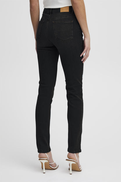 Pzemma Hw Jeans Medium Straight Leg Sort
