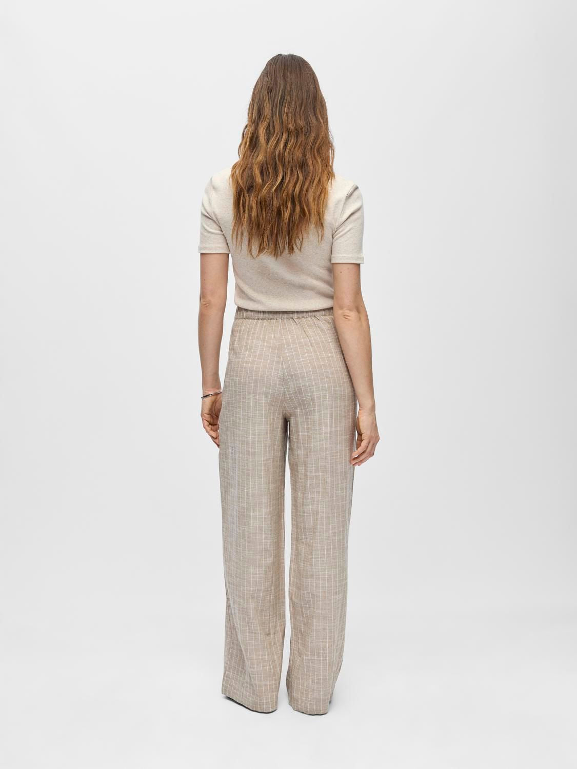 Objpaula Yui Hw Wide Pants 144 Beige