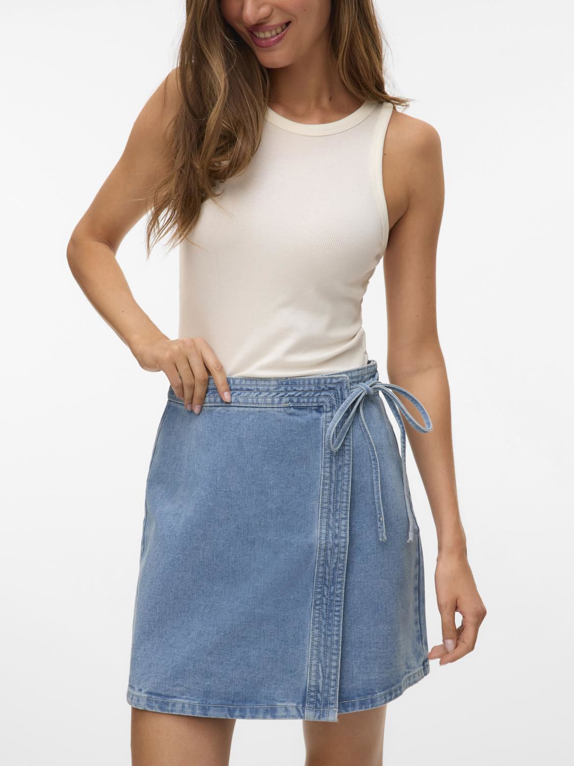 Vmliza Mr Short Denim Wrap Skirt Ga Noos Blå