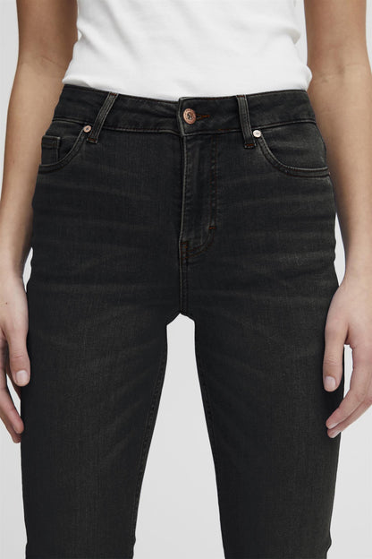 Pzemma Hw Jeans Medium Straight Leg Sort