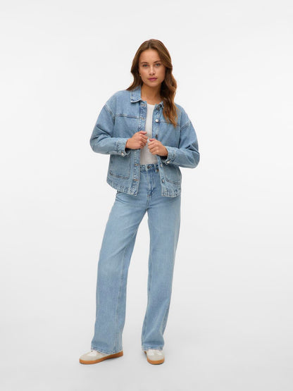 Vmjamie Ls Denim Shacket Mix Ga Noos Blå