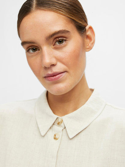 OBJSANNE L/S SHIRT NOOS lin Beige