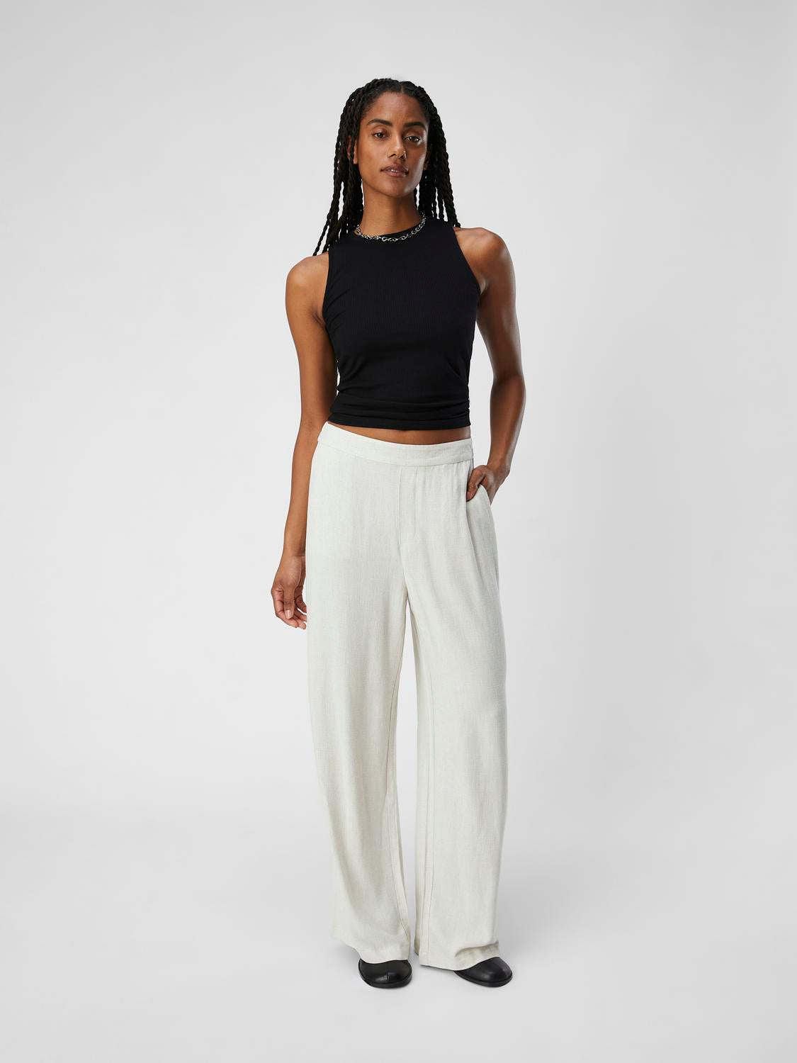 OBJSANNE ALINE WIDE PANT NOOS Beige