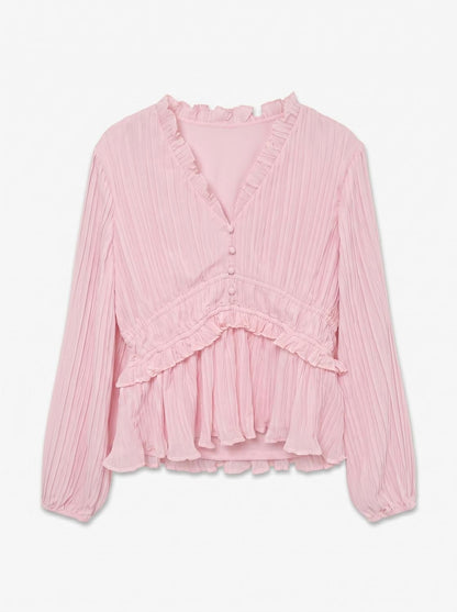 Vmdora Ls Detail Plisse Top Wvn Exp Rosa