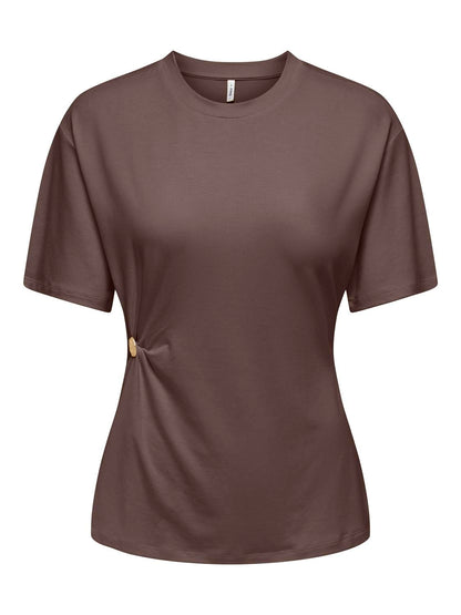 Onlceline S/s Button Top Ff Jrs Brun