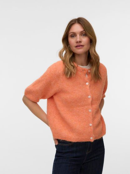 Vmkara 2/4 O-Neck Button Cardigan Exp Oransje