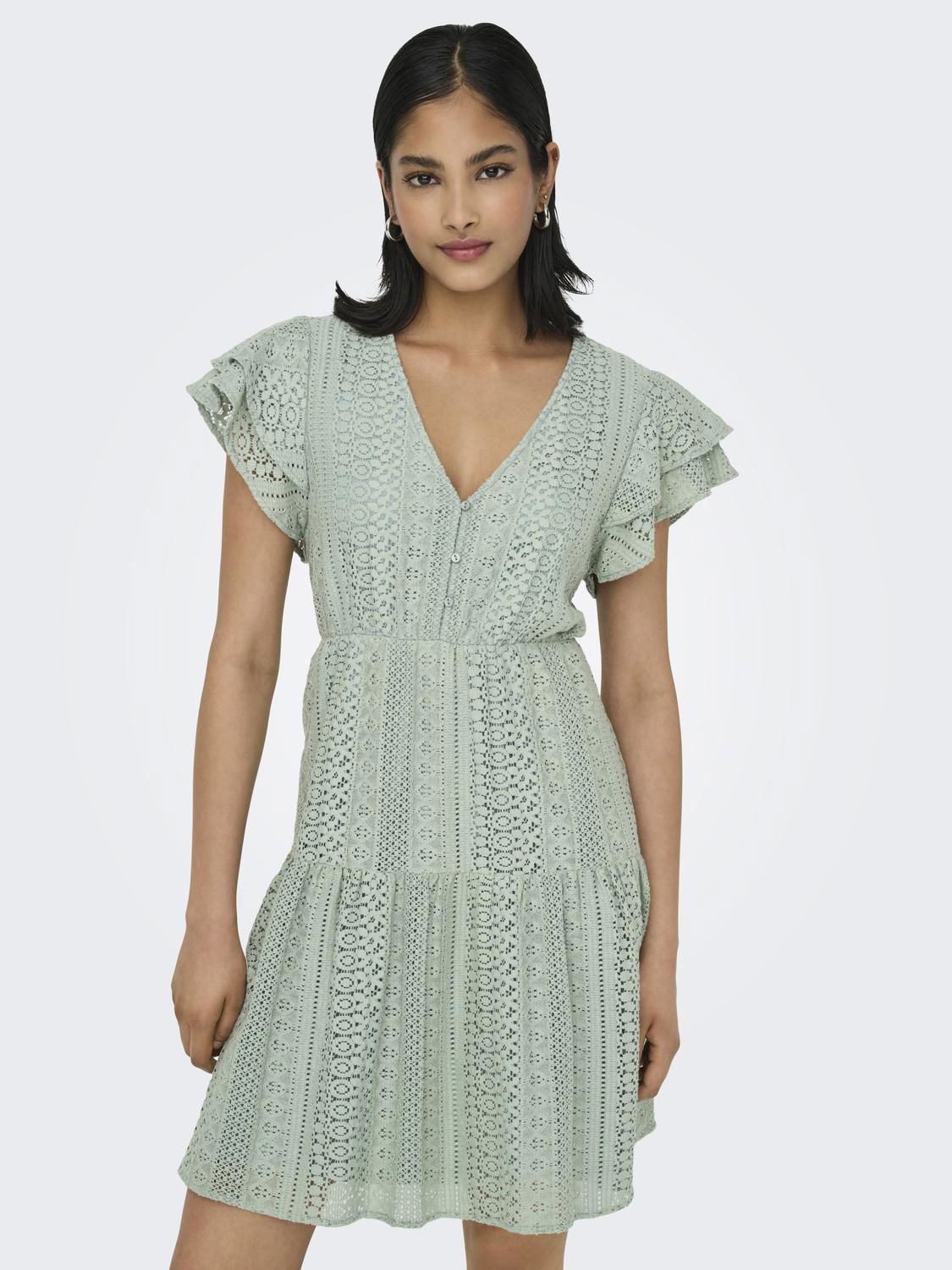 Onlhelena Lace Capsl Dress Wvn Noos Grønn