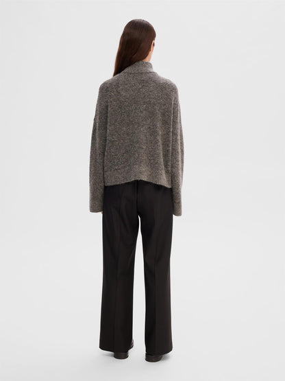 SLFSIA RAS LS KNIT ZIPPER CARDIGAN Grå