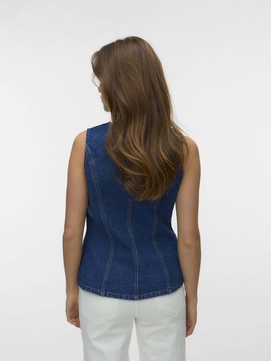 Vmmary Sl O-Neck Denim Waistcoat Yo3110 Blå