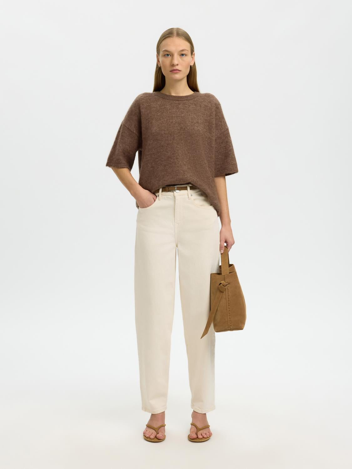 Slwlulu 2/4 Knit O-Neck Noos Brun