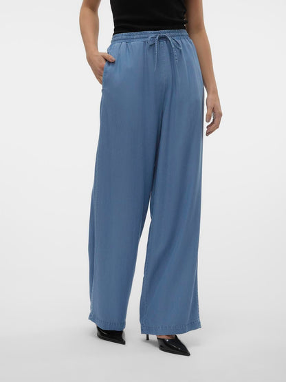Vmbree Hw Long Loose Tencel Pants Ga Blå