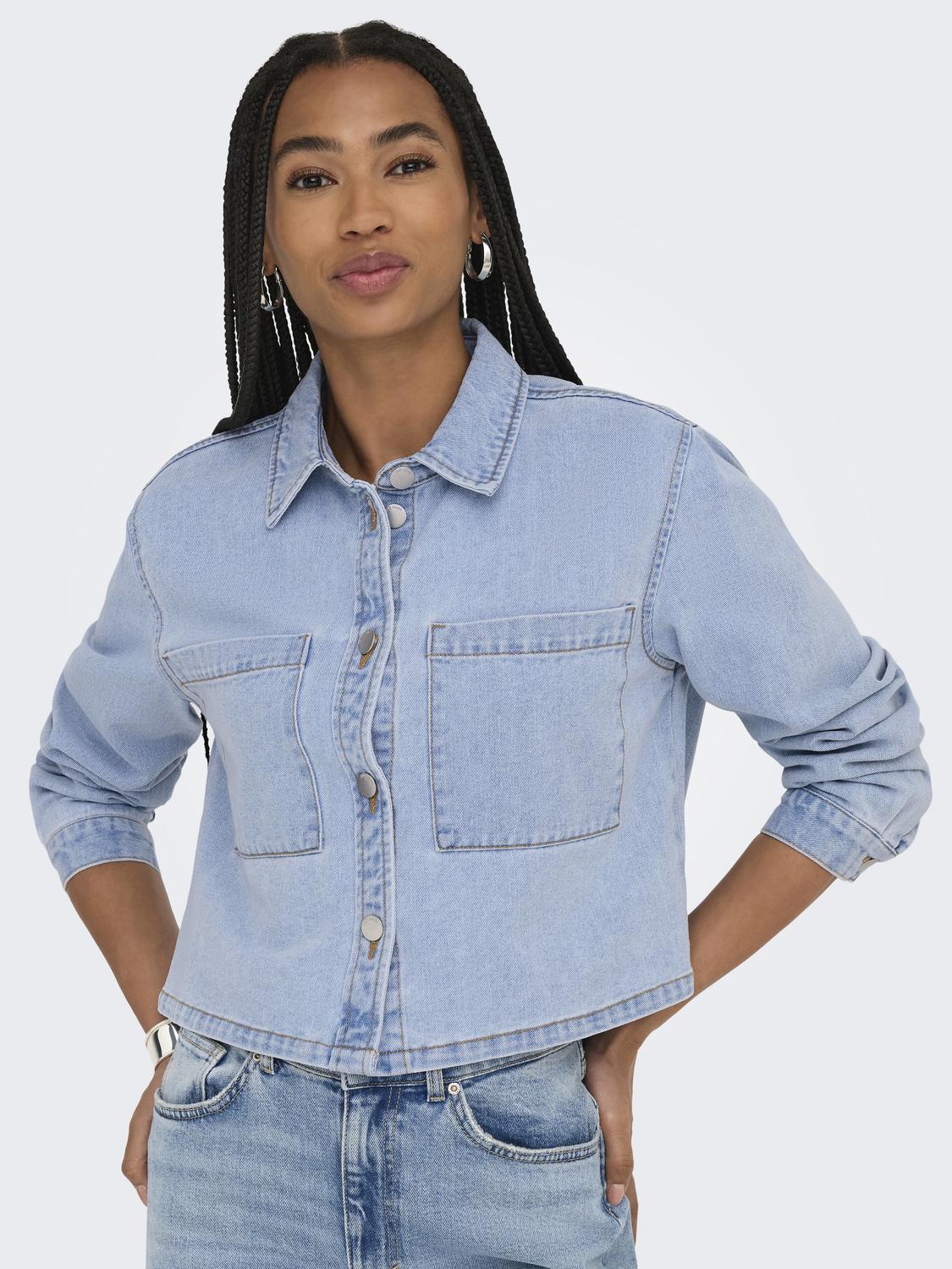 Jdymarly L/s Boxy Shacket  Dnm Noos Blå