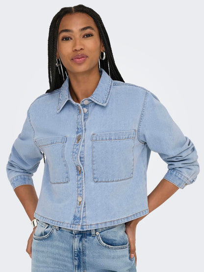 Jdymarly L/s Boxy Shacket  Dnm Noos Blå