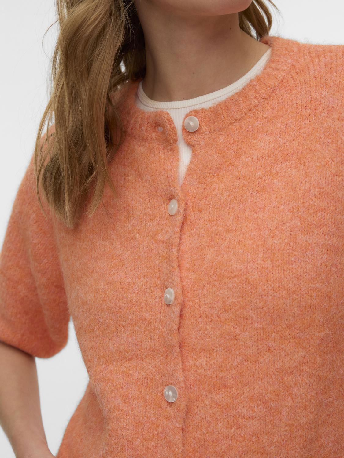 Vmkara 2/4 O-Neck Button Cardigan Exp Oransje
