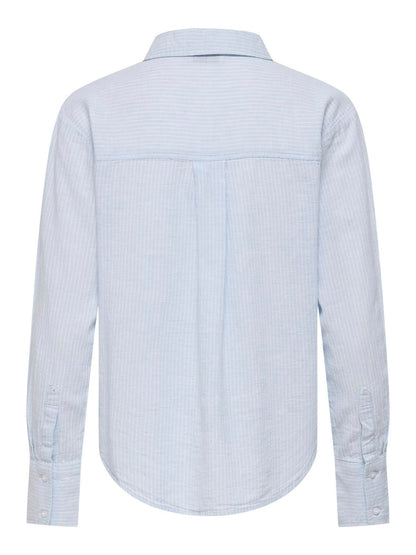 Jdymila L/s Loose Linen Shirt Wvn Dia Blå