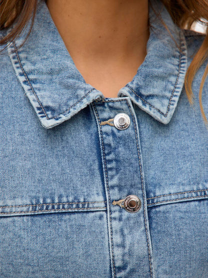 Vmjamie Ls Denim Shacket Mix Ga Noos Blå