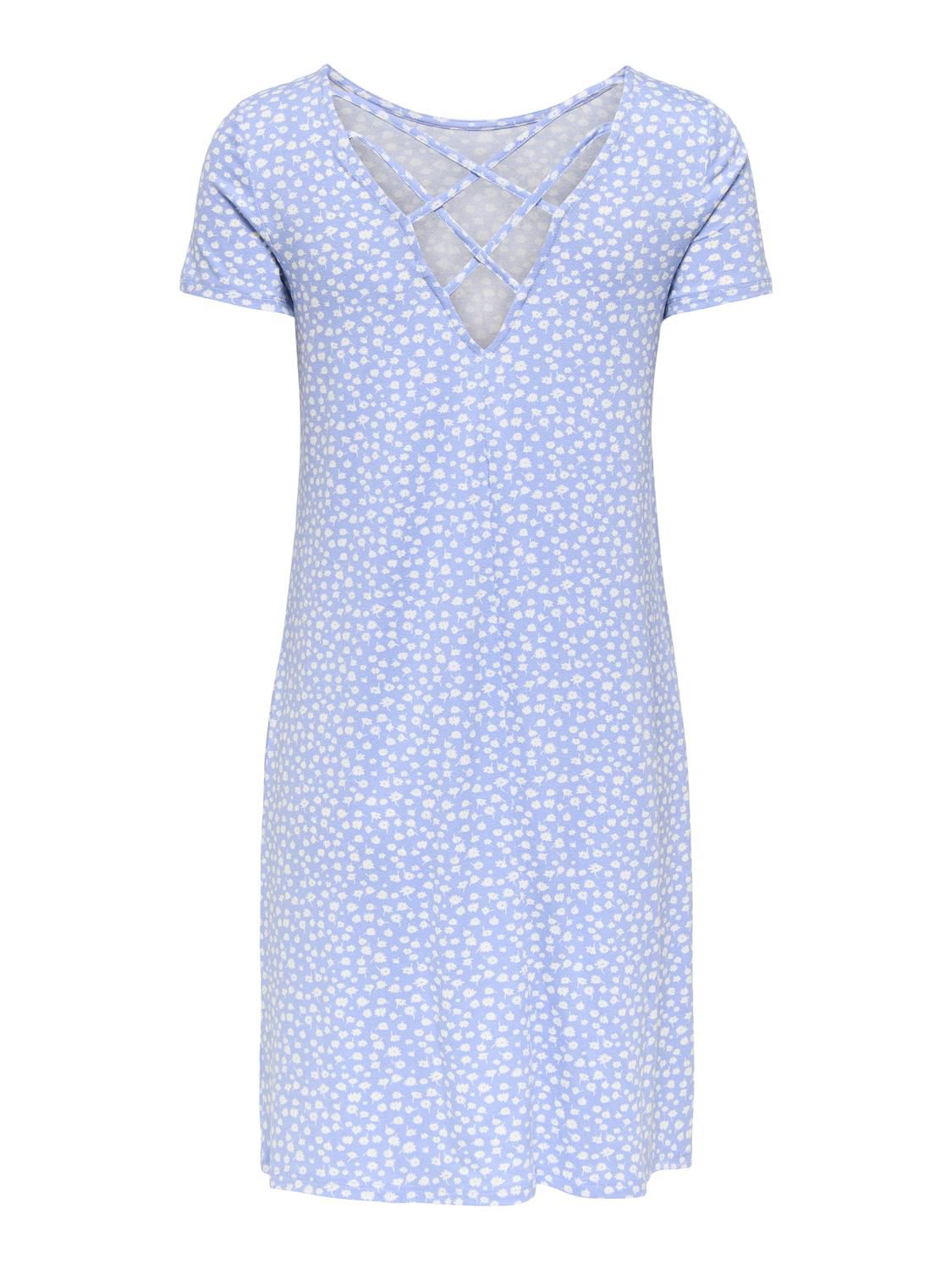 Onlbera Back Lace Up S/s Dress Jrs Noos Blå