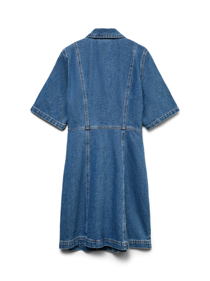 Vmdaisy 2/4 Short Denim Dress Noos Blå
